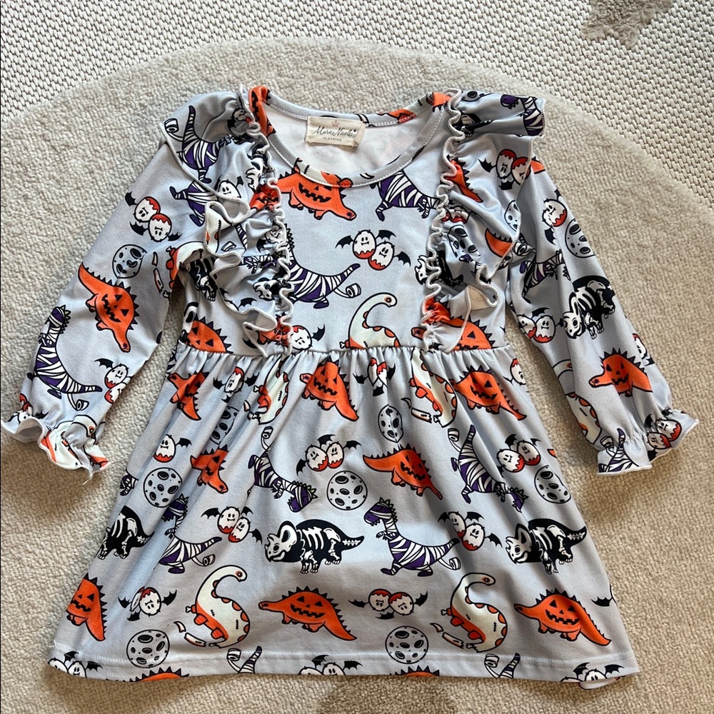 Marie Nicole Halloween Dinosaur Themed Toddler Dress Sz XS (18-24 Months)